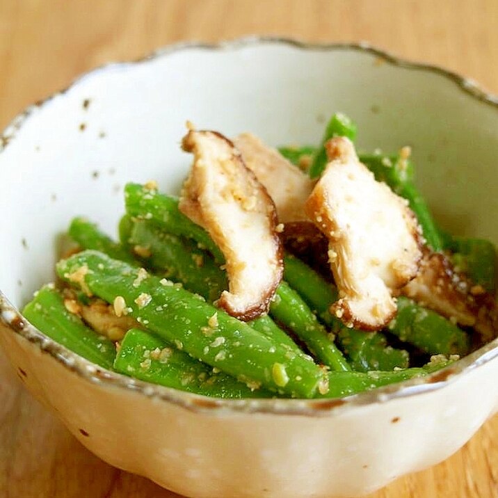 5分副菜！インゲン・椎茸のごま和え♪